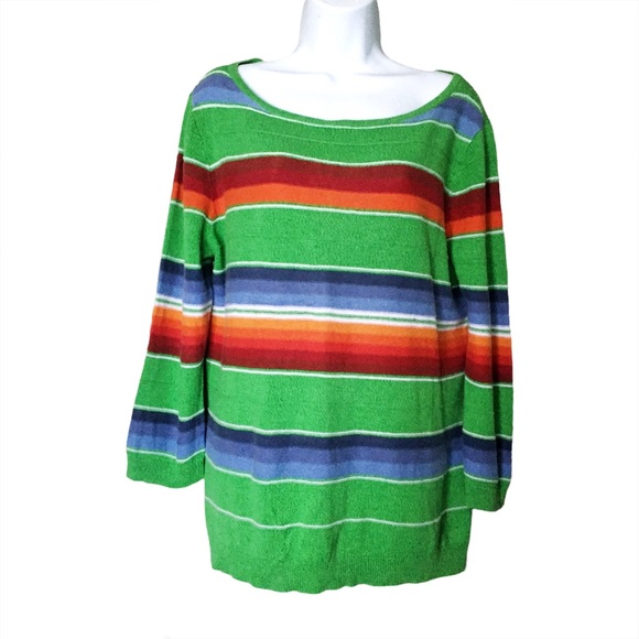 Chaps Linen Blend Striped Sweater Sz XL - Picture 1 of 7